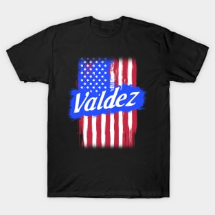 American Flag Valdez Family Gift For Men Women, Surname Last Name T-Shirt